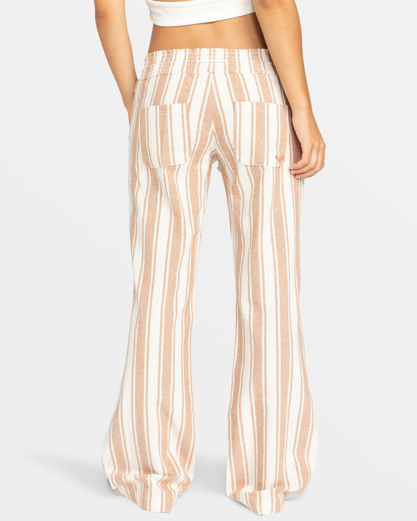 Oceanside Flared Beach Pants - Camel Sandy Stripe