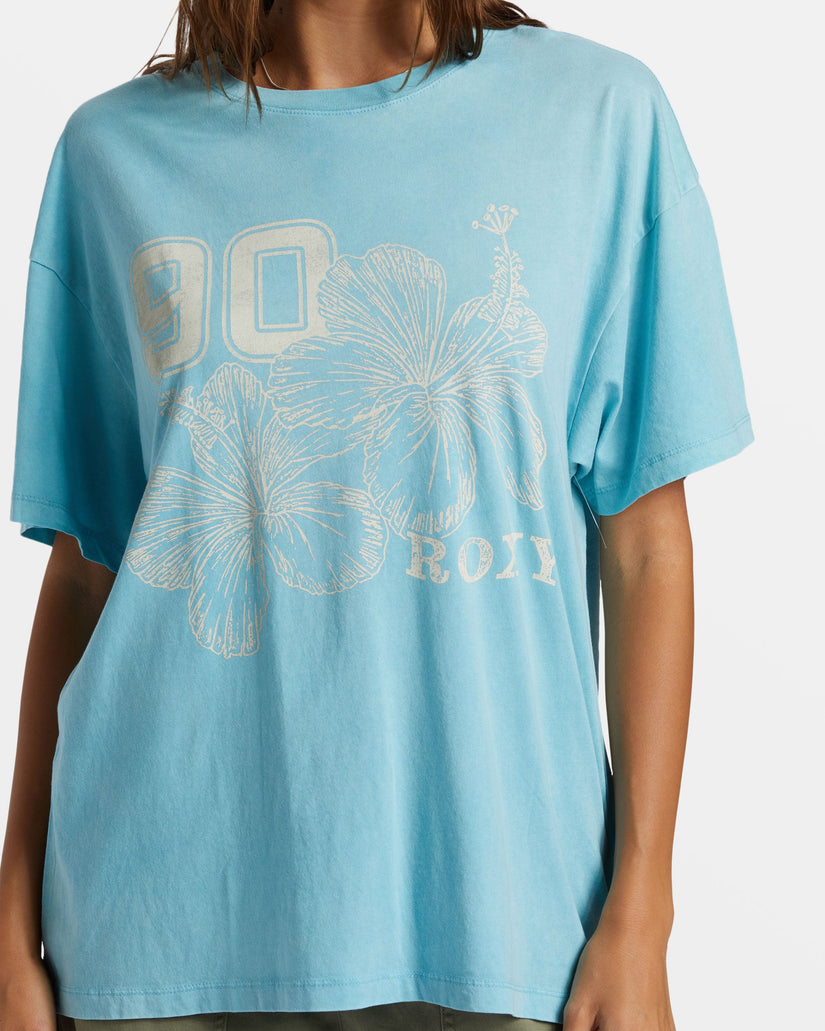 Hibiscus Collegiate Oversized T-Shirt - Maui Blue