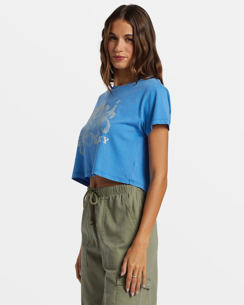 Hibiscus Collegiate Cropped T-Shirt - Campanula