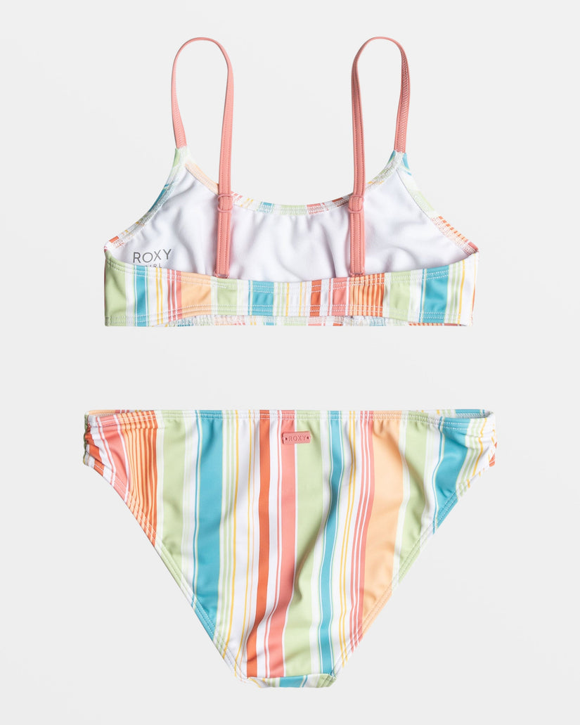 Girls 4-16 Siesta Stripe Bralette Bikini Set - White Salty Stripe