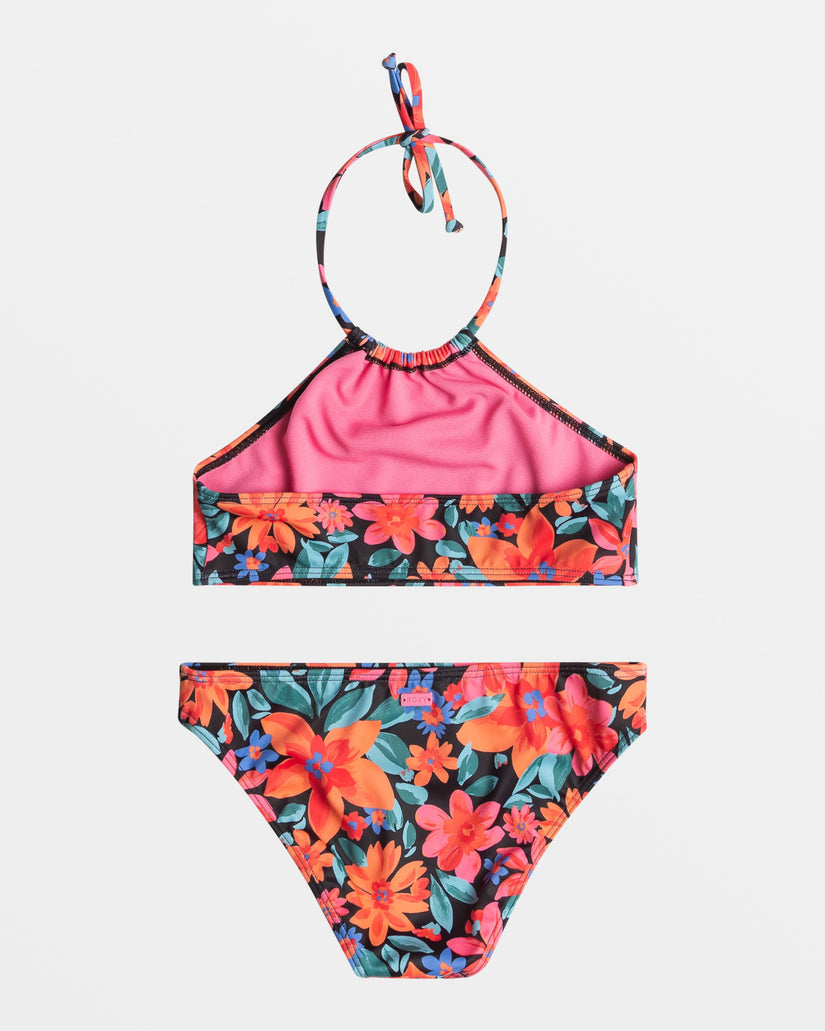 Girls 4-16 Floral Fiesta Halter Bikini Set - Anthracite Floral Fiesta