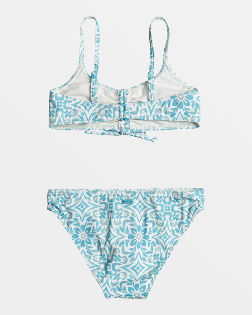 Girls 4-16 Fresco Tile Bralette Bikini Set - Cloud Dancer Fresco Tile