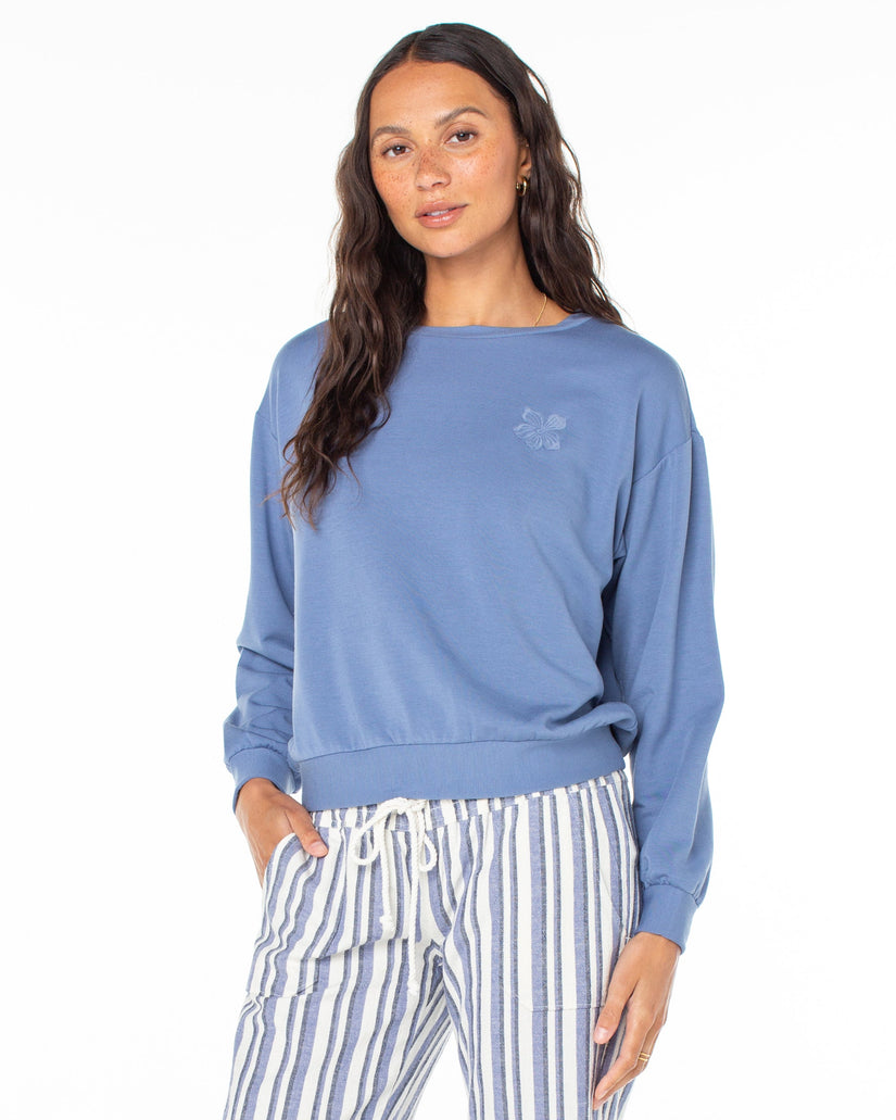 Surfing By Moonlight Pullover Sweatshirt - Infinity Blue | Roxy