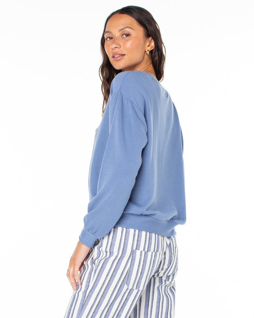 Surfing By Moonlight Pullover Sweatshirt - Infinity Blue | Roxy