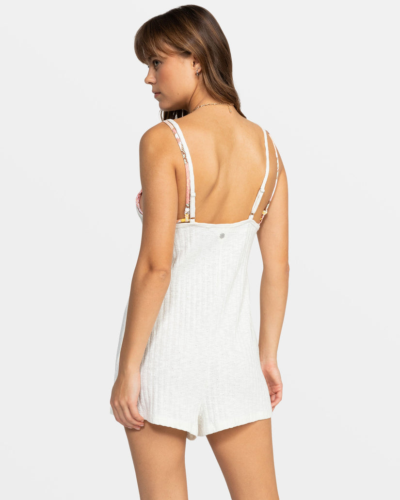 On Our Way V- Neck Romper - Egret