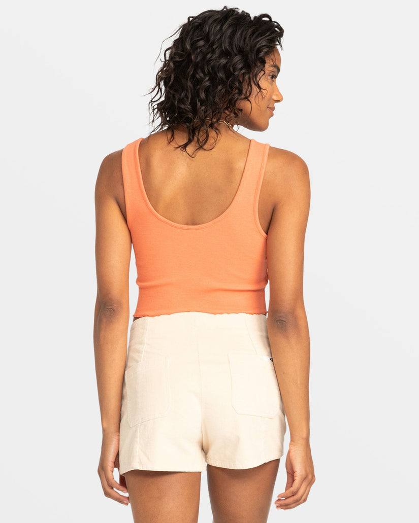 Keep It Wavy Ribbed Tank Top - Apricot Brandy