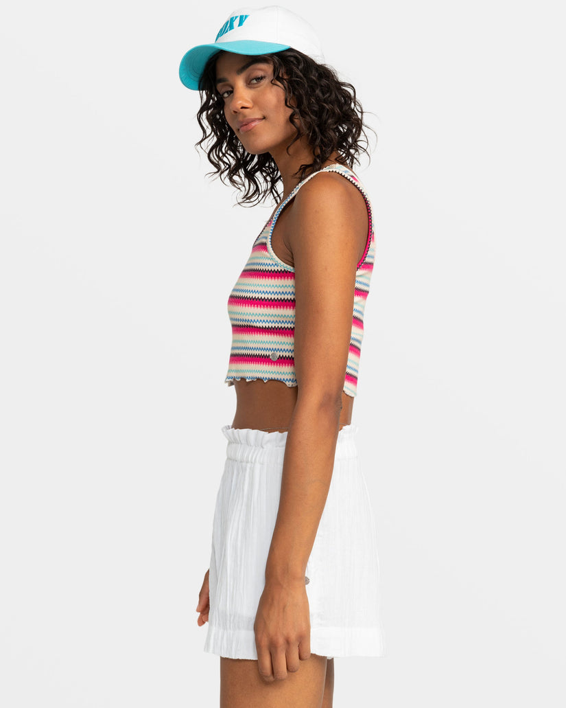 Keep It Wavy Printed Ribbed Tank Top - Brazilian Sand Paraiso Stripe