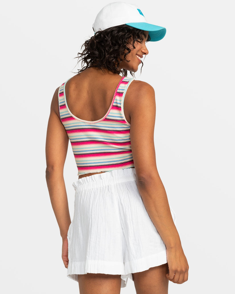 Keep It Wavy Printed Ribbed Tank Top - Brazilian Sand Paraiso Stripe