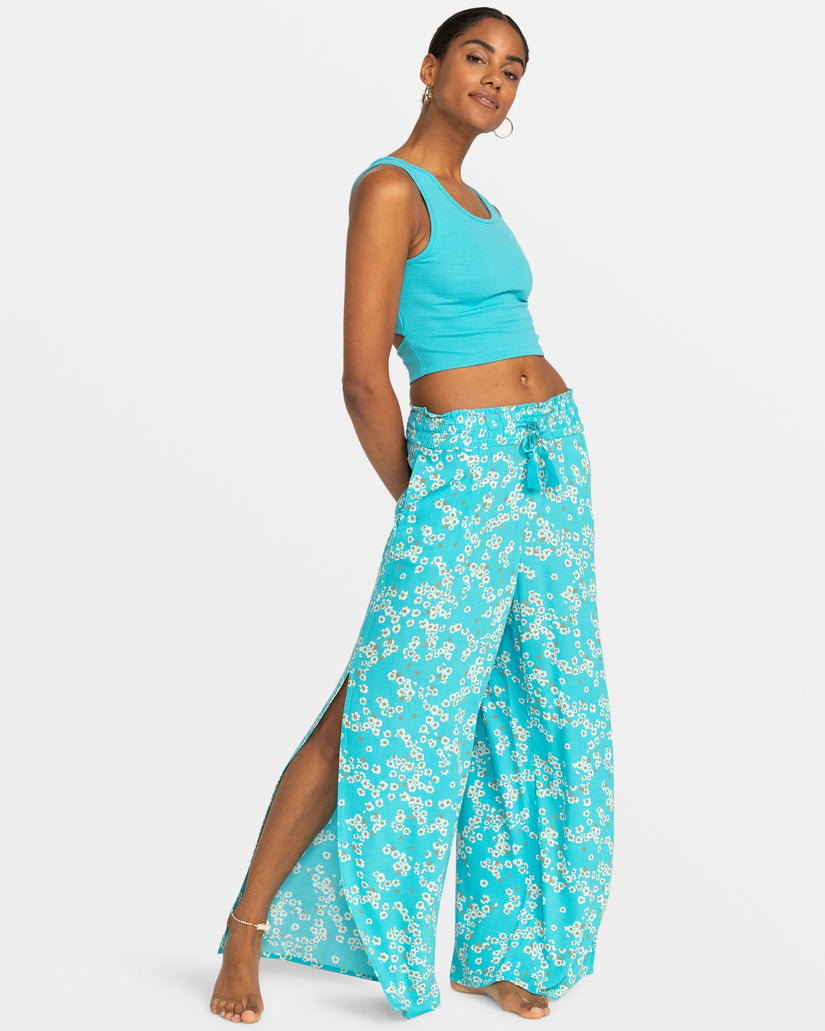 Tropical Rhythm Wide Leg Beach Pants - Maui Blue Margarita