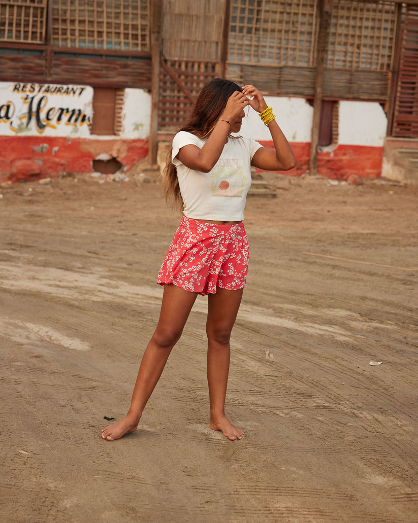 Midnight Avenue Relaxed Fit Printed Shorts - Hibiscus Margarita