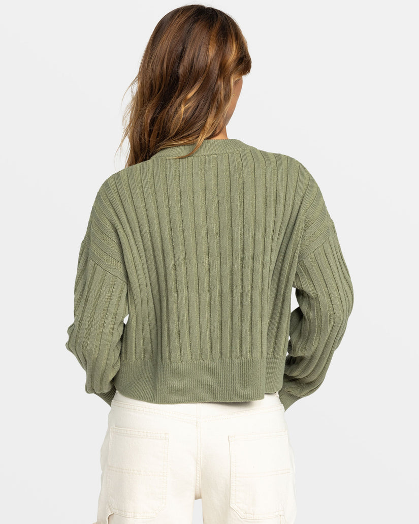 Exploring Diary Crew Neck Sweater - Oil Green