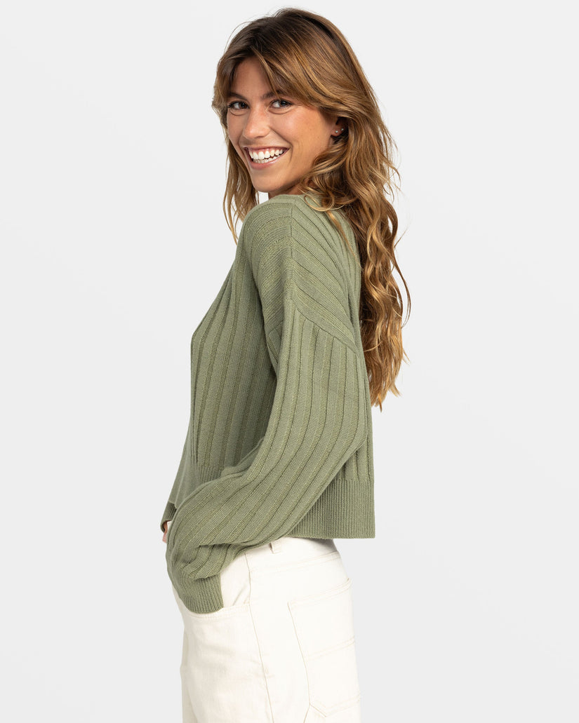 Exploring Diary Crew Neck Sweater - Oil Green