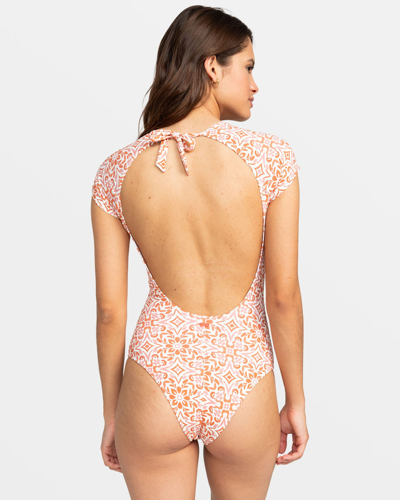 Fresco Tile One-Piece Swimsuit - Cloud Dancer Fresco Tile