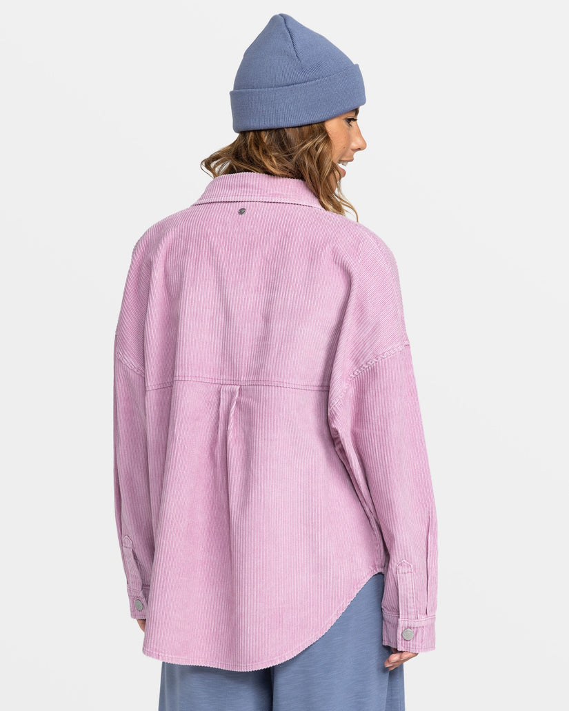 Kick Back Corduroy Shacket - Mauve Orchid