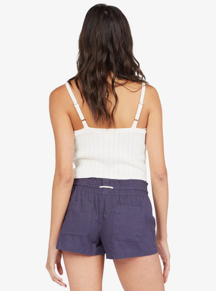 Oceanside Elastic Waist Shorts - Mood Indigo