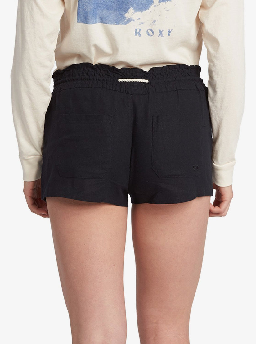 Oceanside Elastic Waist Shorts - True Black