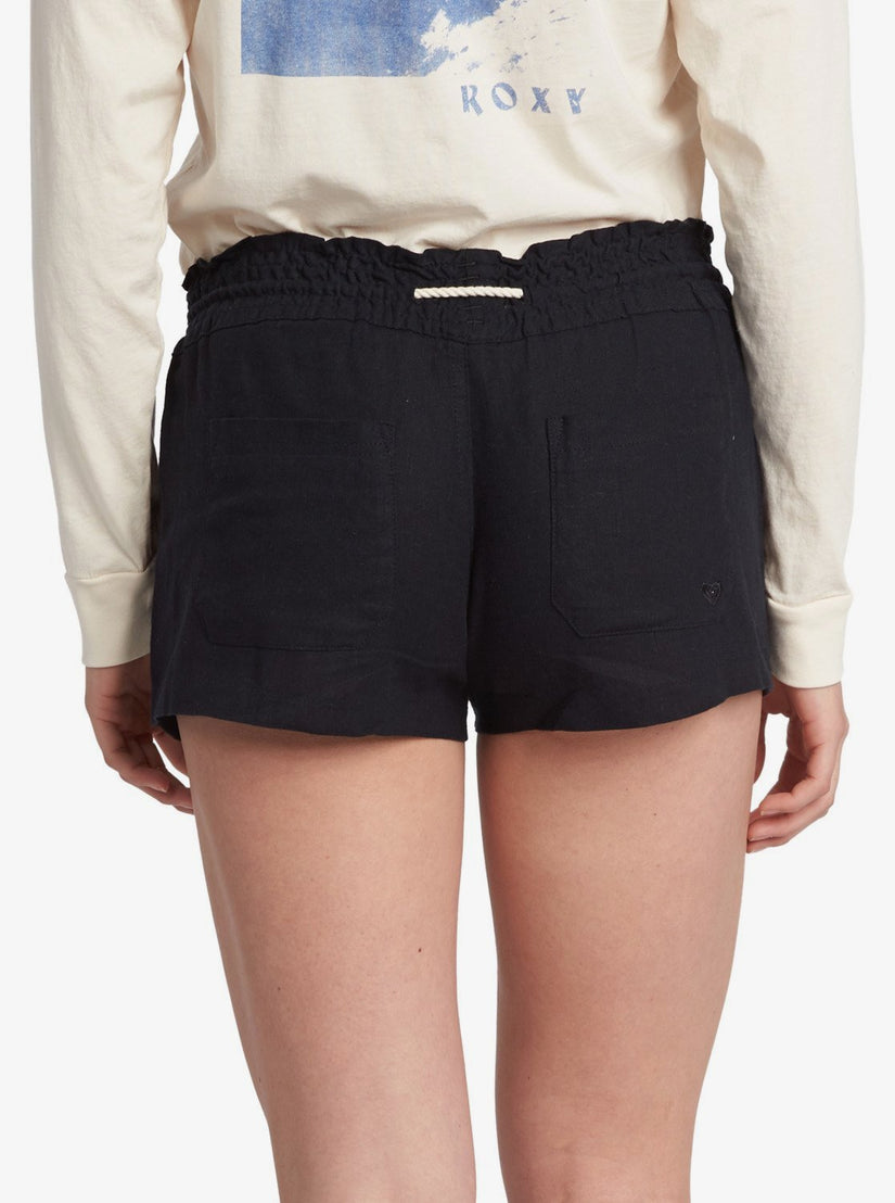 Oceanside Elastic Waist Shorts - True Black