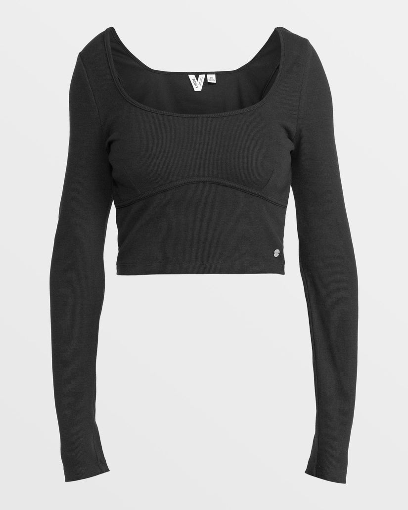 Pretty Please Long Sleeve Cropped Top - Phantom